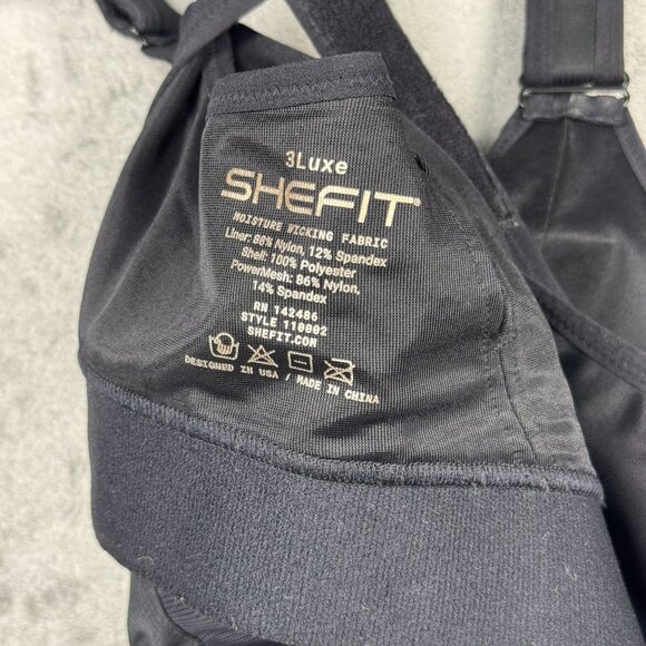 SHEFIT Ultimate Sports Bra Womens High Impact Black Front Zip Adjustable Straps - Picture 7 of 7